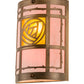Meyda Lighting Bungalow Rose 9" 2-Light Antique Copper Wall Sconce With Amber Mica & Silver Mica Shade Glass