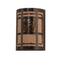 Meyda Lighting Bungalow Rose 9" 2-Light Craftsman Brown On Brass Wall Sconce With Amber Mica & Silver Mica Shade Glass