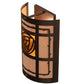 Meyda Lighting Bungalow Rose 9" 2-Light Craftsman Brown On Brass Wall Sconce With Amber Mica & Silver Mica Shade Glass