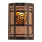 Meyda Lighting Bungalow Rose 9" 2-Light Craftsman Brown On Brass Wall Sconce With Amber Mica & Silver Mica Shade Glass