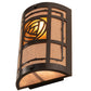 Meyda Lighting Bungalow Rose 9" 2-Light Craftsman Brown On Brass Wall Sconce With Amber Mica & Silver Mica Shade Glass