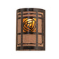 Meyda Lighting Bungalow Rose 9" 2-Light Craftsman Brown On Brass Wall Sconce With Amber Mica & Silver Mica Shade Glass