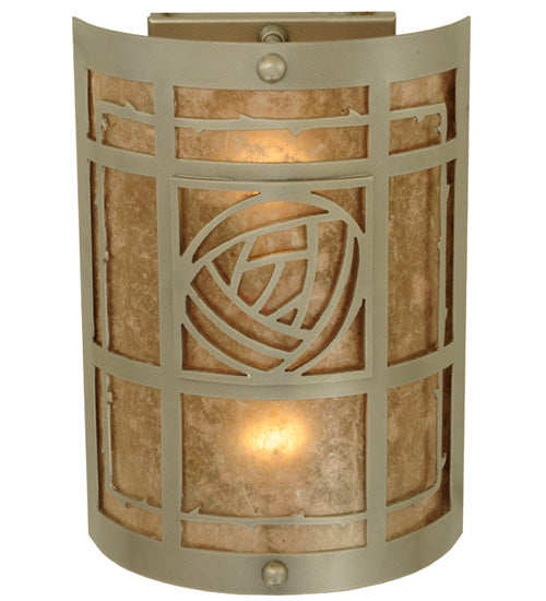 Meyda Lighting Bungalow Rose 9" 2-Light Nickel Wall Sconce With Silver Mica Shade Glass