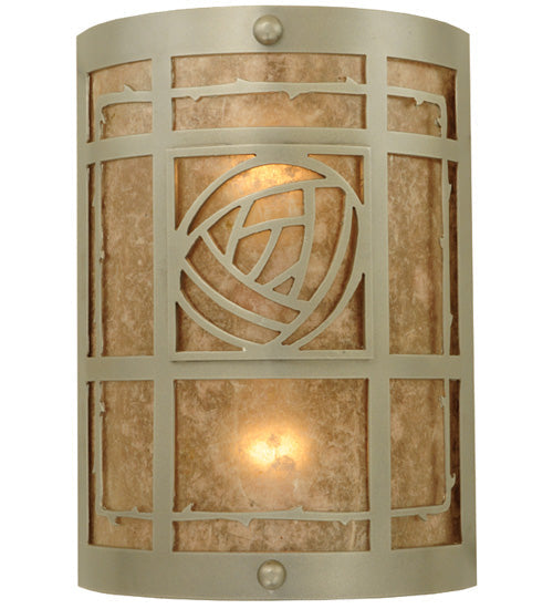 Meyda Lighting Bungalow Rose 9" 2-Light Nickel Wall Sconce With Silver Mica Shade Glass