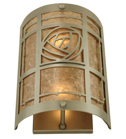 Meyda Lighting Bungalow Rose 9" 2-Light Nickel Wall Sconce With Silver Mica Shade Glass