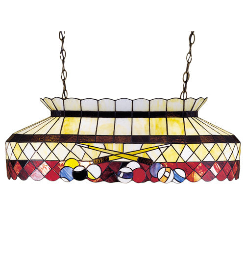 Meyda Lighting Burgundy Billiard 32" 6-Light Mahogany Bronze Island Pendant Light With Multi-Colored Shade Glass
