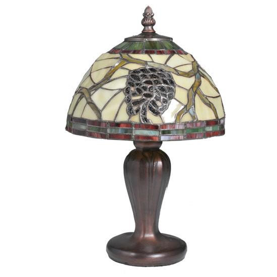 Meyda Lighting Burgundy Pinecone 13" Table Lamp With Stained Shade Glass