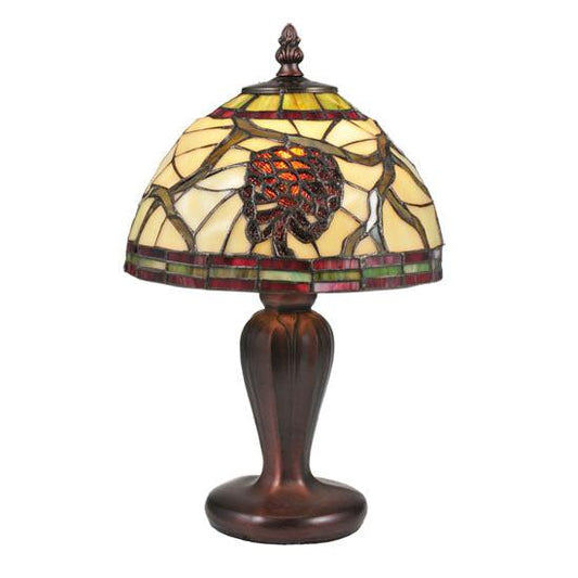 Meyda Lighting Burgundy Pinecone 13" Table Lamp With Stained Shade Glass