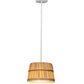 Meyda Lighting Bushel Basket 11" 3-Light White Pendant Light With Natural Wood Shade