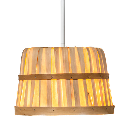 Meyda Lighting Bushel Basket 11" 3-Light White Pendant Light With Natural Wood Shade