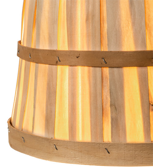 Meyda Lighting Bushel Basket 11" 3-Light White Pendant Light With Natural Wood Shade