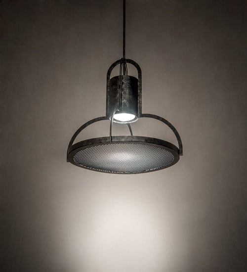 Meyda Lighting Butler Weave-Tex 20" Solar Black Mesh & Smoke Pendant Light