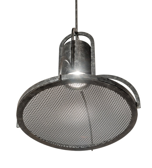 Meyda Lighting Butler Weave-Tex 20" Solar Black Mesh & Smoke Pendant Light
