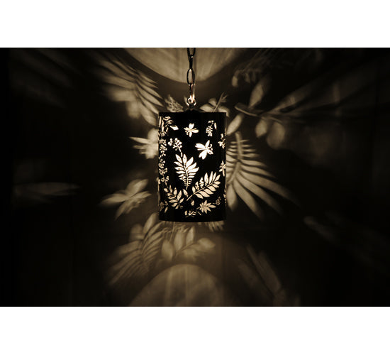 Meyda Lighting Butterflies & Ferns 6" Stainless Steel Mini Pendant Light With White and Chrome Shade