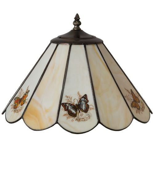 Meyda Lighting Butterfly 13" Spectrum Beige & Butterfly Shade Glass
