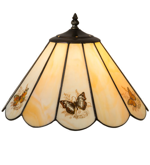 Meyda Lighting Butterfly 13" Spectrum Beige & Butterfly Shade Glass