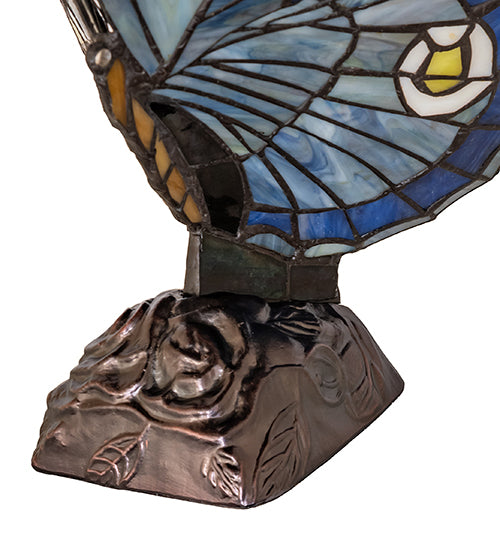 Meyda Lighting Butterfly 18" Mahogany Bronze Accent Table Lamp With Multi-Colored Stained Shade Glass