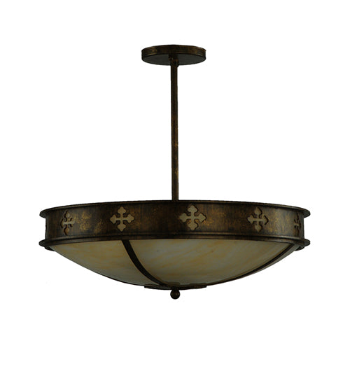 Meyda Lighting Byzantine 20" 3-Light Brushed Gold Semi-flush Mount Light With Beige Sahara Taupe Idalight Shade