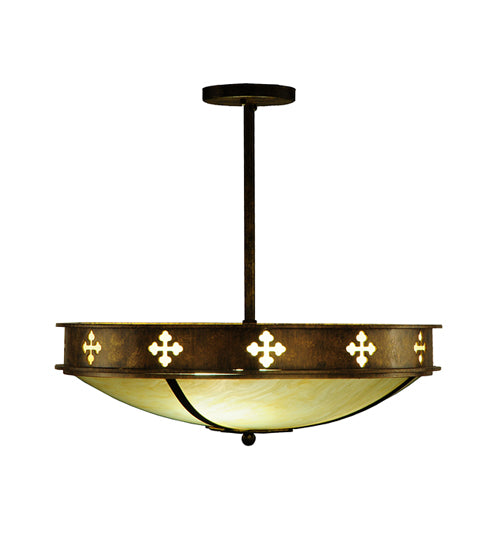 Meyda Lighting Byzantine 20" 3-Light Brushed Gold Semi-flush Mount Light With Beige Sahara Taupe Idalight Shade