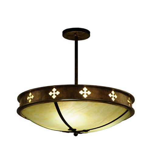 Meyda Lighting Byzantine 20" 3-Light Brushed Gold Semi-flush Mount Light With Beige Sahara Taupe Idalight Shade