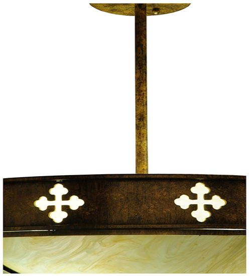 Meyda Lighting Byzantine 20" 3-Light Brushed Gold Semi-flush Mount Light With Beige Sahara Taupe Idalight Shade