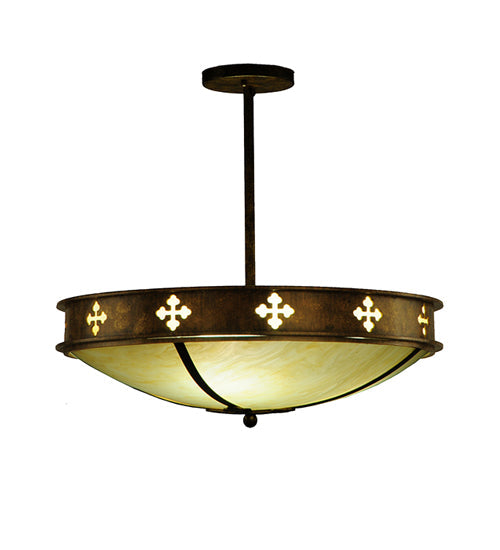 Meyda Lighting Byzantine 20" 3-Light Brushed Gold Semi-flush Mount Light With Beige Sahara Taupe Idalight Shade
