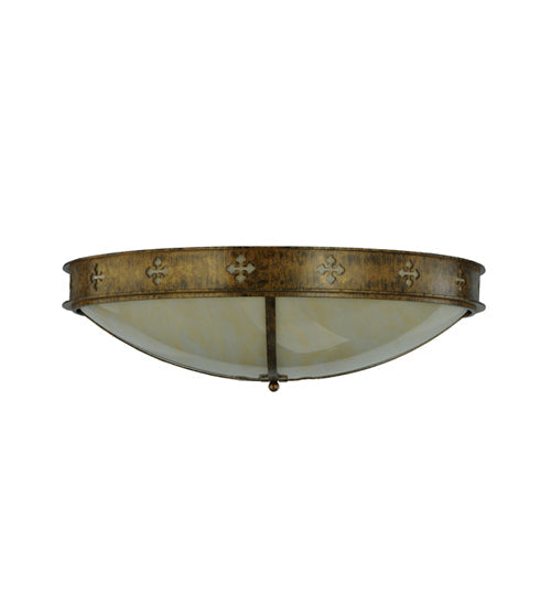 Meyda Lighting Byzantine 36" 4-Light Brushed Gold Flush Mount Light With Sahara Taupe Idalight Shade