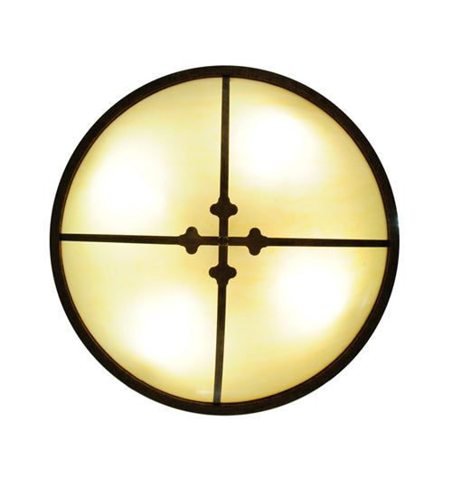 Meyda Lighting Byzantine 36" 4-Light Brushed Gold Flush Mount Light With Sahara Taupe Idalight Shade