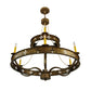 Meyda Lighting Byzantine 38" 9-Light 2-Tier Brushed Gold Chandelier With Amber Faux Candlelight