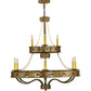 Meyda Lighting Byzantine 38" 9-Light 2-Tier Brushed Gold Chandelier With Amber Faux Candlelight