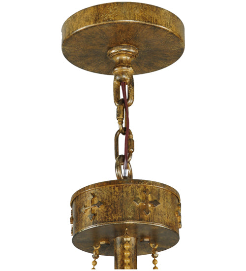 Meyda Lighting Byzantine 38" 9-Light 2-Tier Brushed Gold Chandelier With Amber Faux Candlelight
