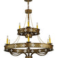 Meyda Lighting Byzantine 38" 9-Light 2-Tier Brushed Gold Chandelier With Amber Faux Candlelight