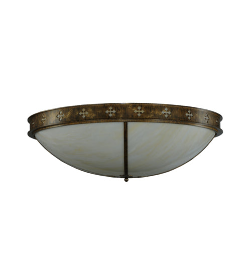 Meyda Lighting Byzantine 46" 6-Light Brushed Gold Flush Mount Light With Sahara Taupe Idalight Shade