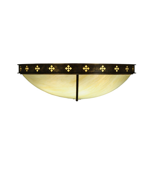 Meyda Lighting Byzantine 46" 6-Light Brushed Gold Flush Mount Light With Sahara Taupe Idalight Shade