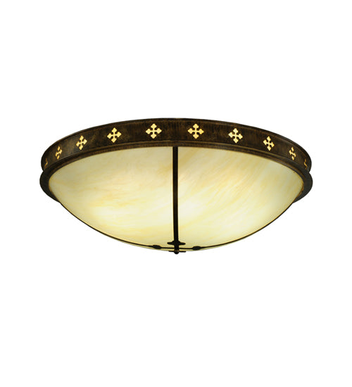 Meyda Lighting Byzantine 46" 6-Light Brushed Gold Flush Mount Light With Sahara Taupe Idalight Shade