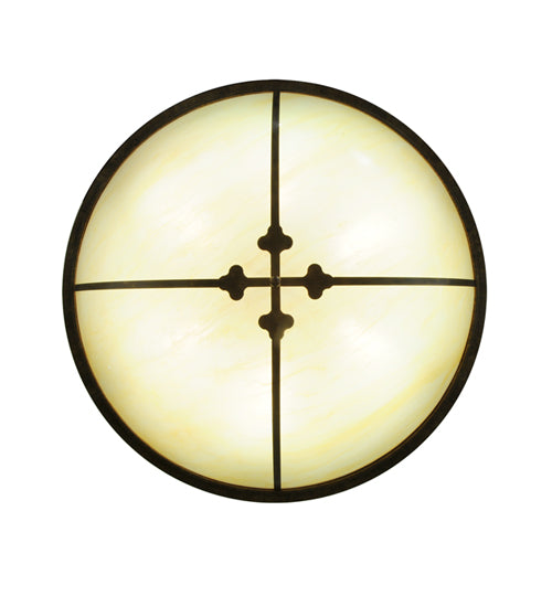 Meyda Lighting Byzantine 46" 6-Light Brushed Gold Flush Mount Light With Sahara Taupe Idalight Shade