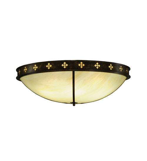 Meyda Lighting Byzantine 46" 6-Light Brushed Gold Flush Mount Light With Sahara Taupe Idalight Shade