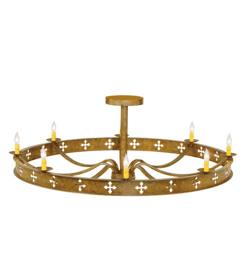 Meyda Lighting Byzantine 48" 8-Light Brushed Gold Semi-flush Mount Ceiling Light With Ivory Faux Candlelight