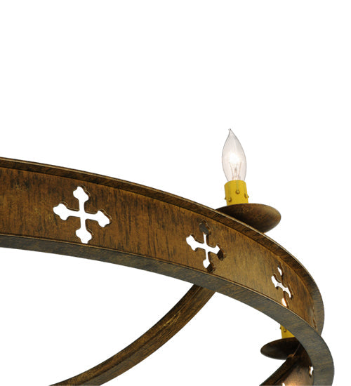 Meyda Lighting Byzantine 48" 8-Light Brushed Gold Semi-flush Mount Ceiling Light With Ivory Faux Candlelight