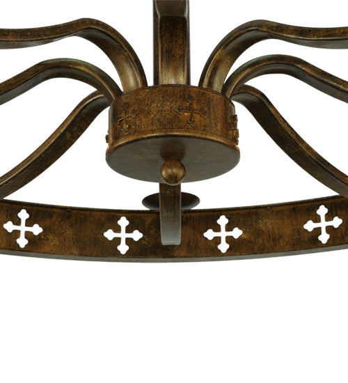Meyda Lighting Byzantine 48" 8-Light Brushed Gold Semi-flush Mount Ceiling Light With Ivory Faux Candlelight