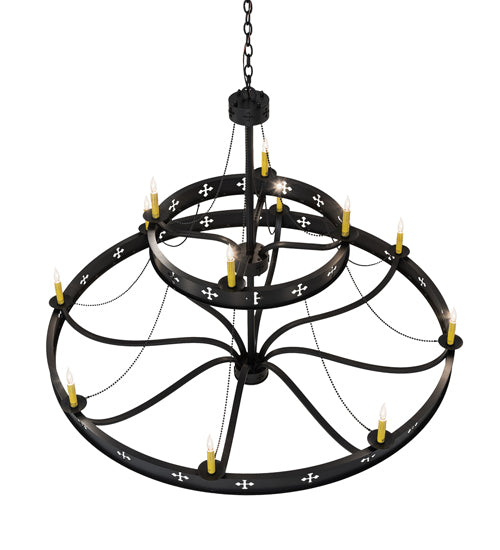 Meyda Lighting Byzantine 60" 12-Light 2-Tier Chandelier With Ivory Faux Candlelight