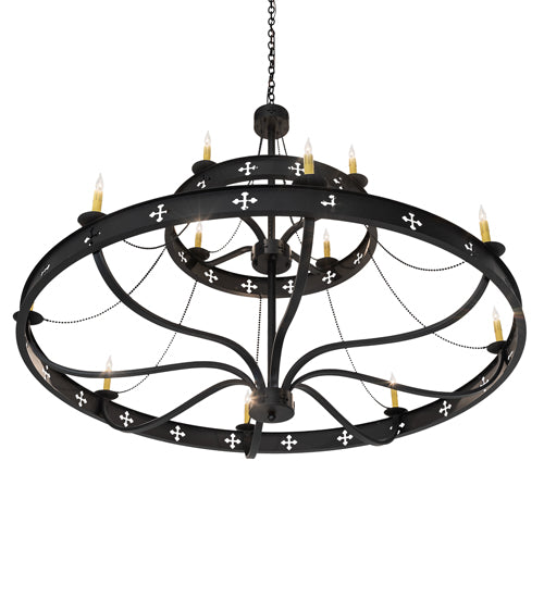 Meyda Lighting Byzantine 60" 12-Light 2-Tier Chandelier With Ivory Faux Candlelight