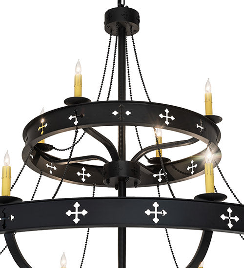 Meyda Lighting Byzantine 60" 12-Light 2-Tier Chandelier With Ivory Faux Candlelight