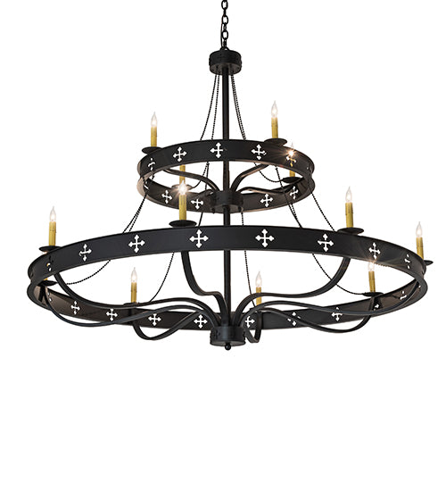 Meyda Lighting Byzantine 60" 12-Light 2-Tier Chandelier With Ivory Faux Candlelight