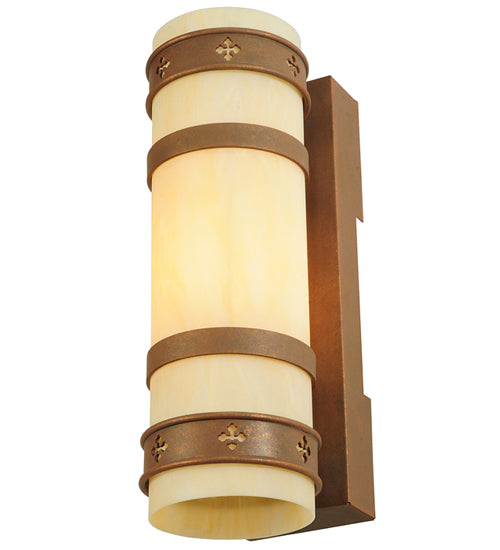 Meyda Lighting Byzantine 7" Antique Rust Wall Sconce With Beige Sahara Taupe Idalight Shade