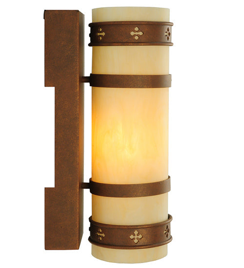 Meyda Lighting Byzantine 7" Antique Rust Wall Sconce With Beige Sahara Taupe Idalight Shade