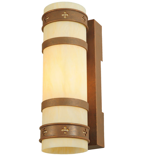 Meyda Lighting Byzantine 7" Antique Rust Wall Sconce With Beige Sahara Taupe Idalight Shade