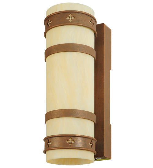Meyda Lighting Byzantine 7" Antique Rust Wall Sconce With Sahara Taupe Idalight Shade Glass