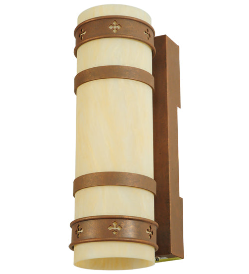 Meyda Lighting Byzantine 7" Antique Rust Wall Sconce With Sahara Taupe Idalight Shade Glass