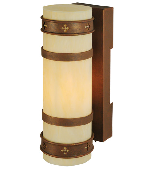Meyda Lighting Byzantine 7" Antique Rust Wall Sconce With Sahara Taupe Idalight Shade Glass